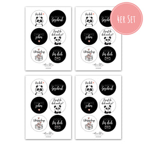 Stickerbogen Set "Panda" mit 24 Stickern