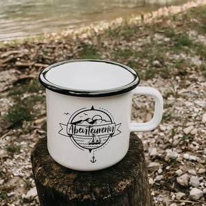 Emaille Tasse "Abenteurerin"