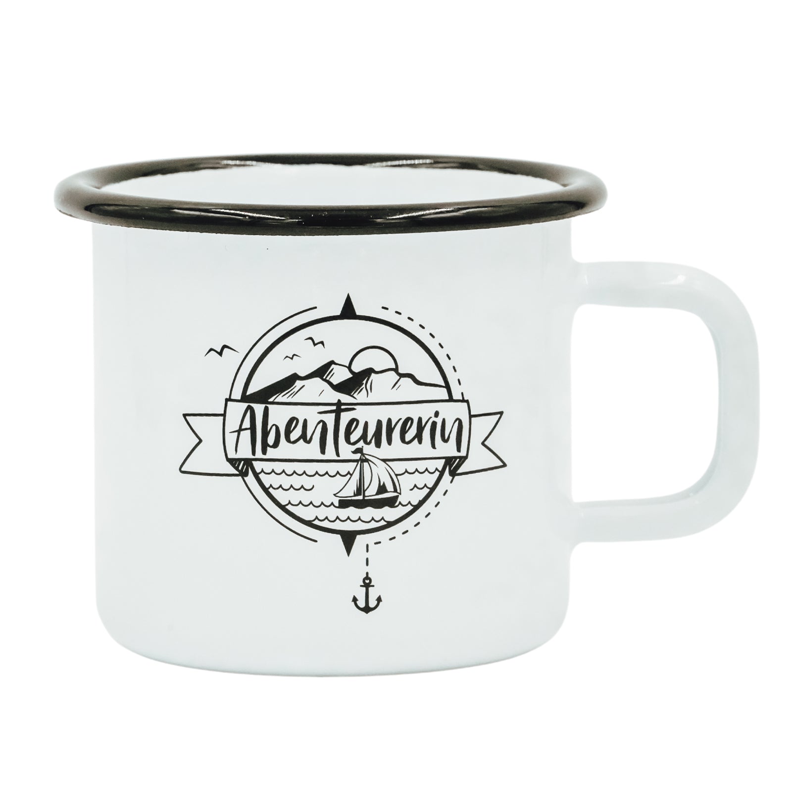 Emaille Tasse "Abenteurerin"