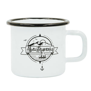 Emaille Tasse "Abenteurerin"