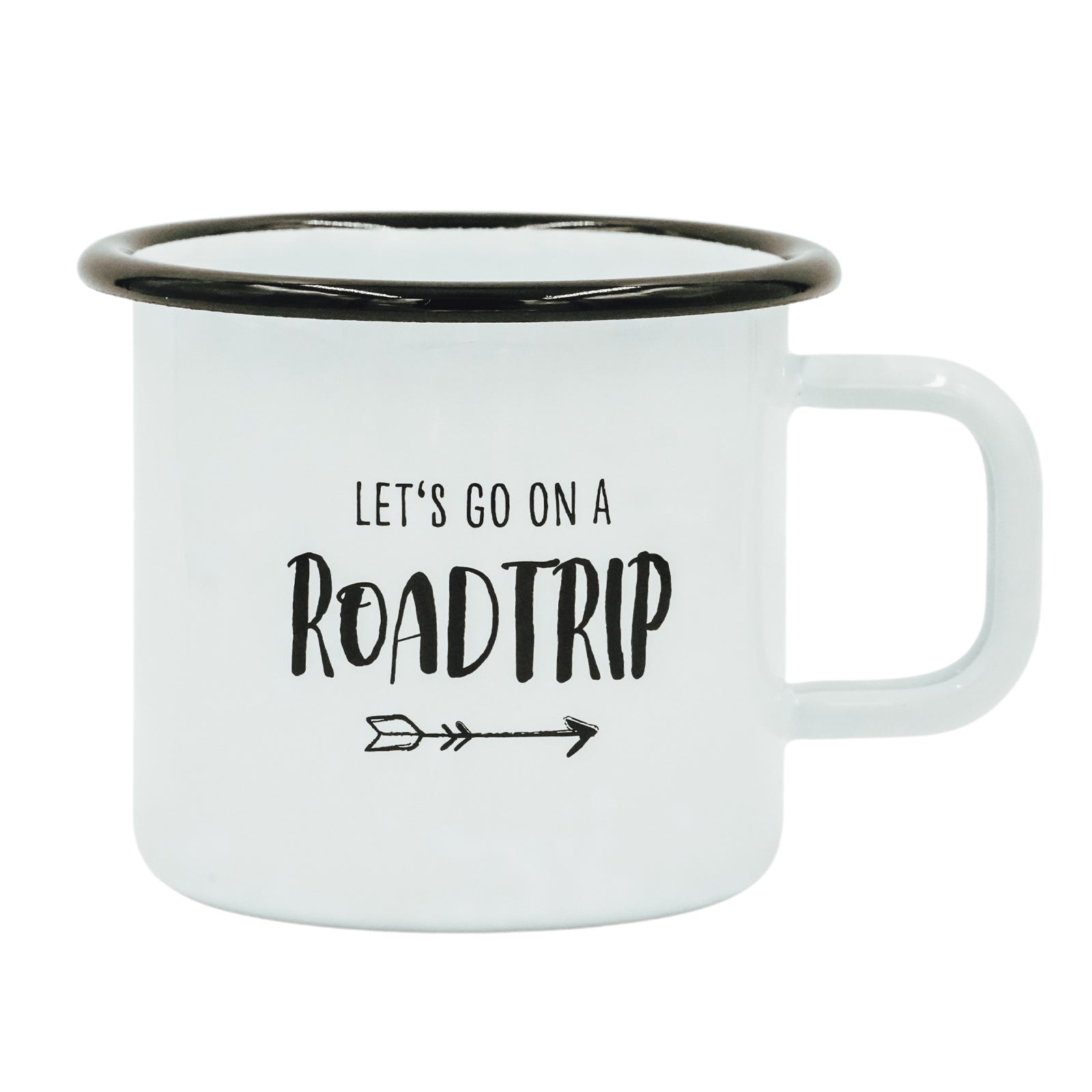 Emaille Tasse "Let's go on a Roadtrip"