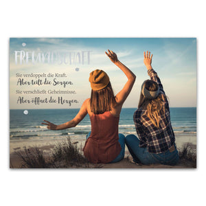 Postkarte "Freundschaft - Sie verdoppelt die Kraft. Aber teilt die Sorgen. Sie verschließt Geheimnisse. Aber öffnet die Herzen"