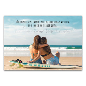 Postkarte "Für immer gemeinsam lachen, gemeinsam weinen. Für immer an deiner Seite. Für immer Deine beste Freundin!"