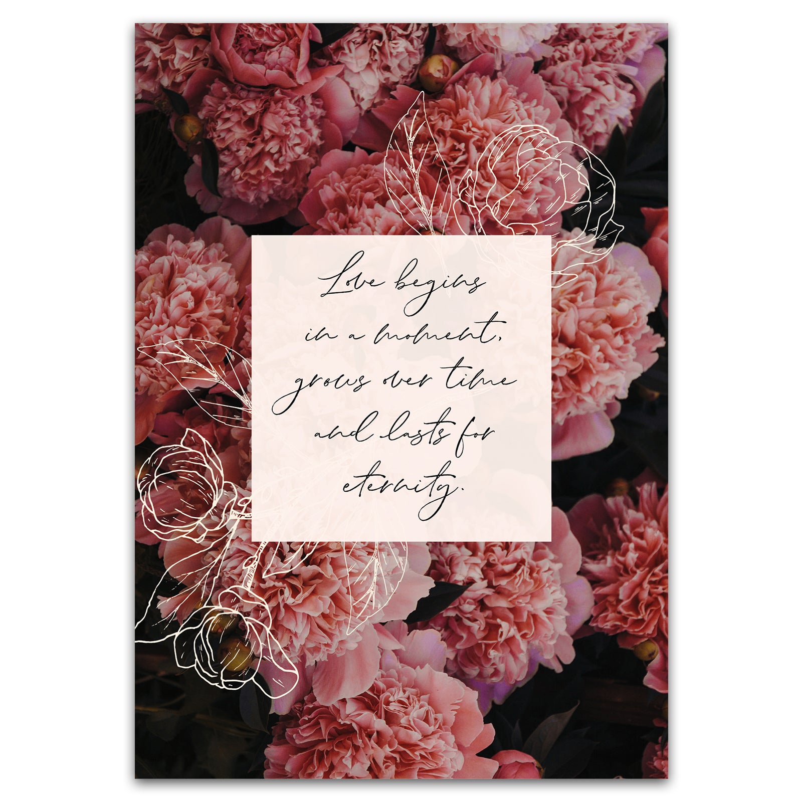 Postkarte "Love begins in a moment, grows over time and lasts for eternity"