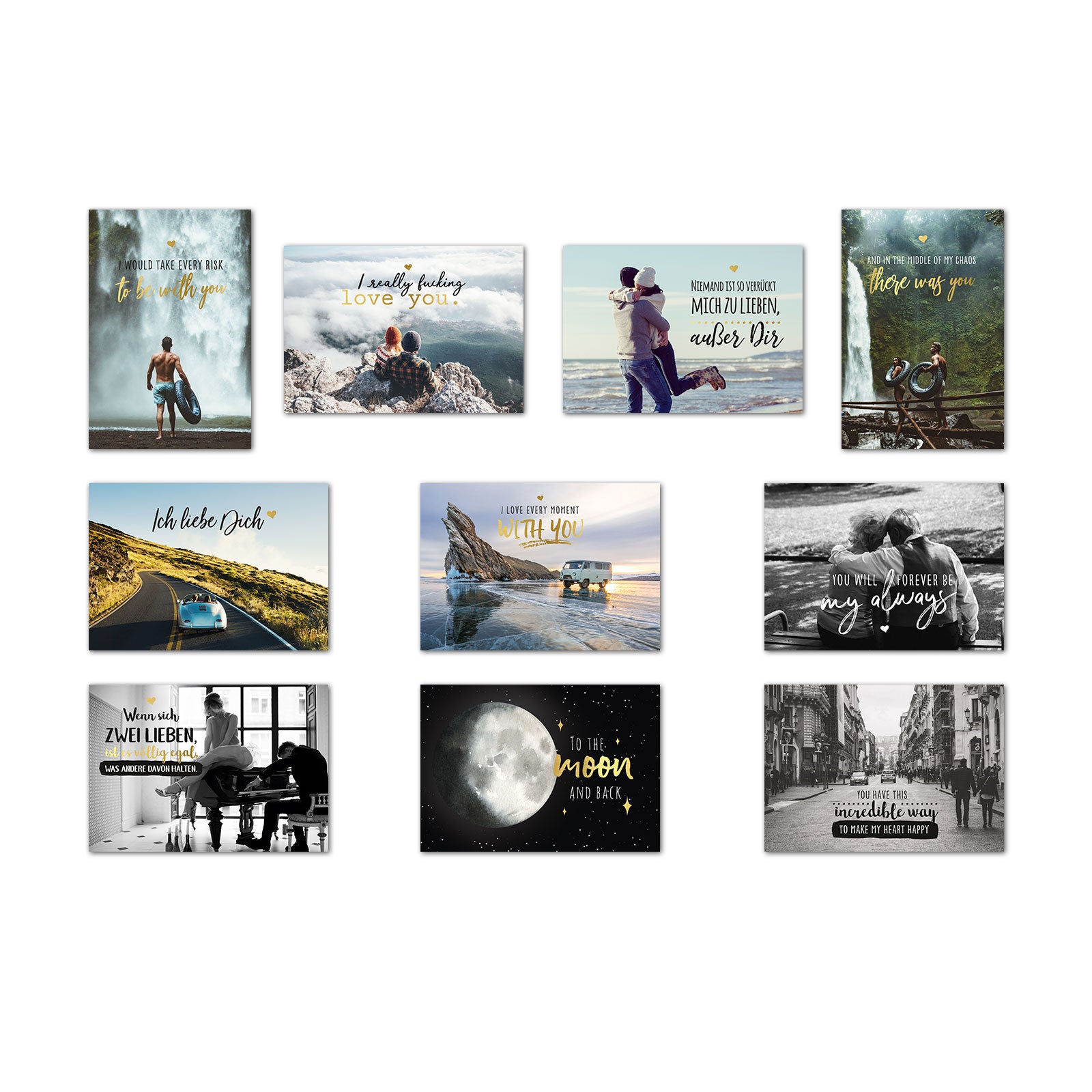 10er Postkarten Set "To the moon and back"