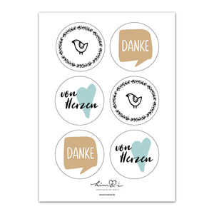 Stickerbogen Set "Glücklichmacher" mit 24 Stickern