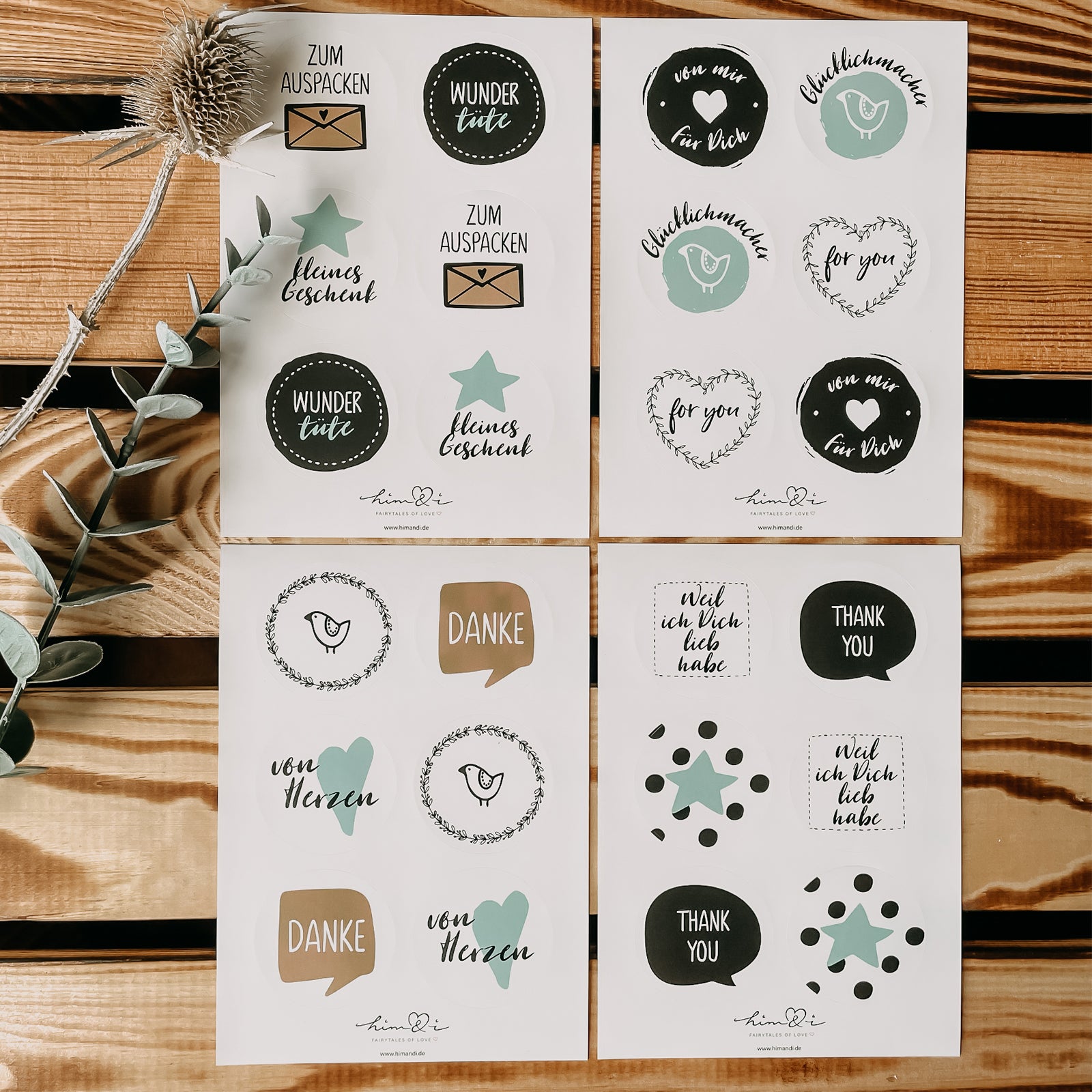Stickerbogen Set "Glücklichmacher" mit 24 Stickern
