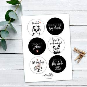 Stickerbogen Set "Panda" mit 24 Stickern