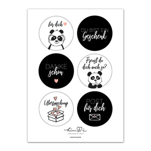 Stickerbogen Set "Panda" mit 24 Stickern