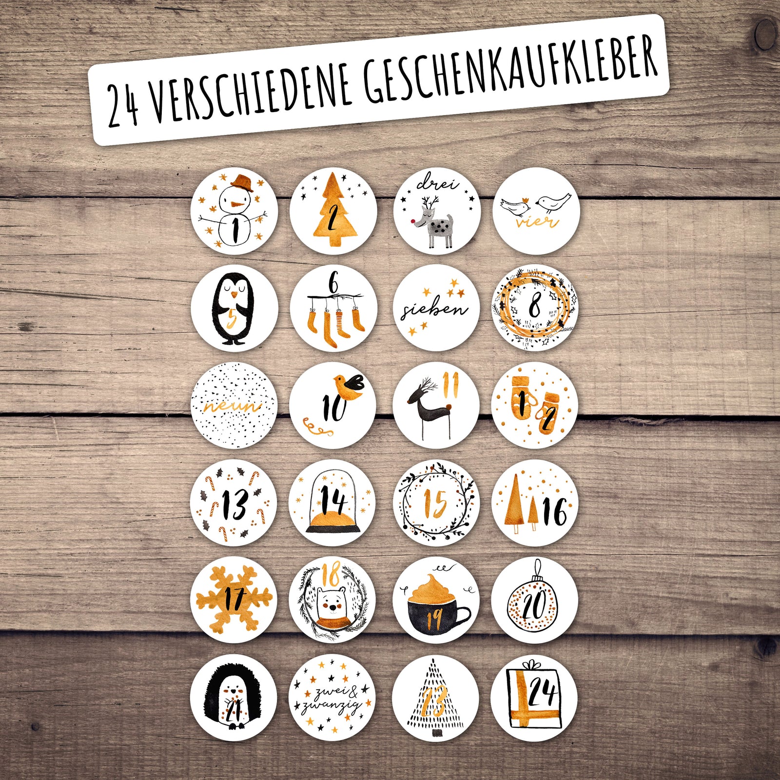Stickerbogen Set "Adventskalender" mit 24 Stickern