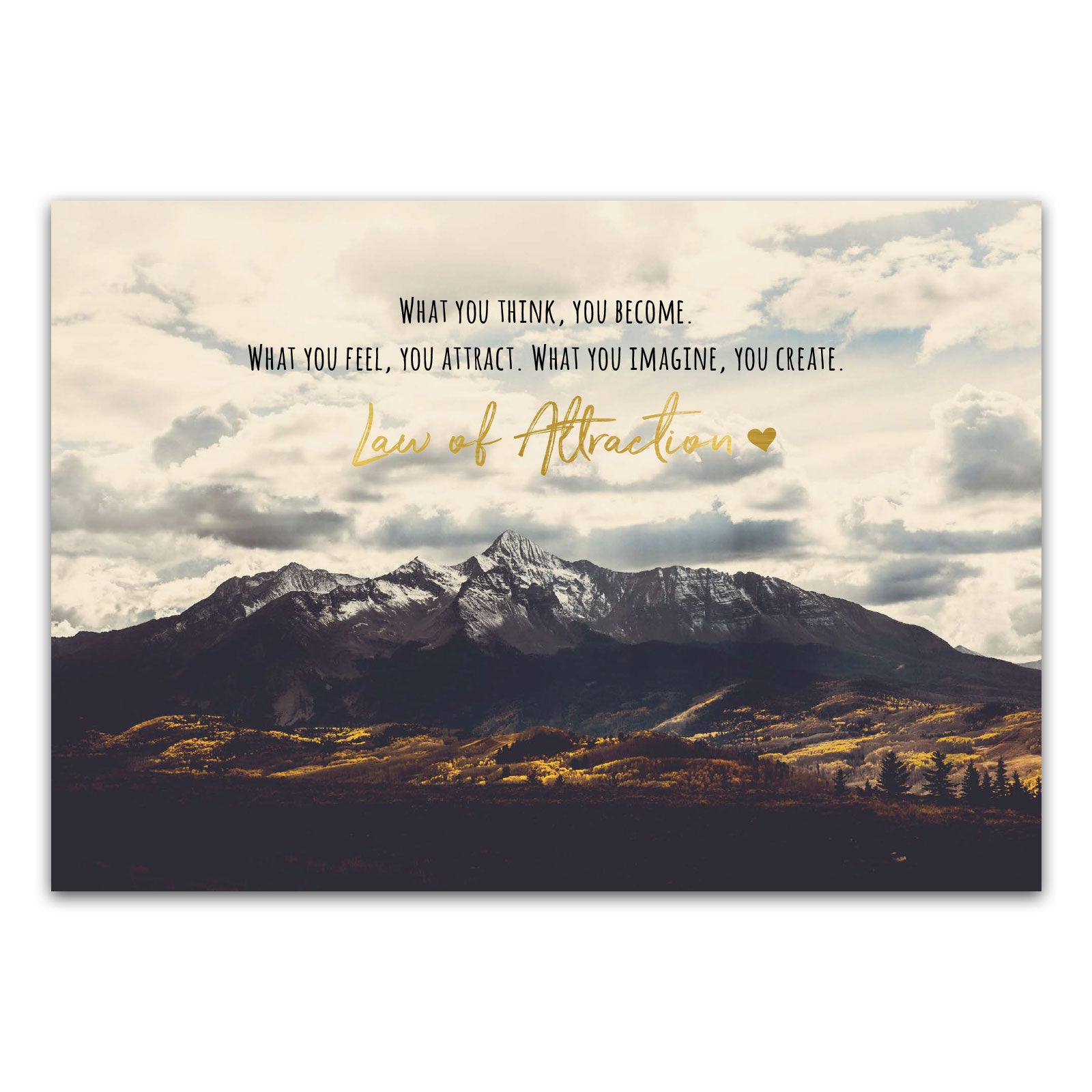 Postkarte "What you think, you become. What you feel, you attract. What you imagine, you create. Law of Attraction"